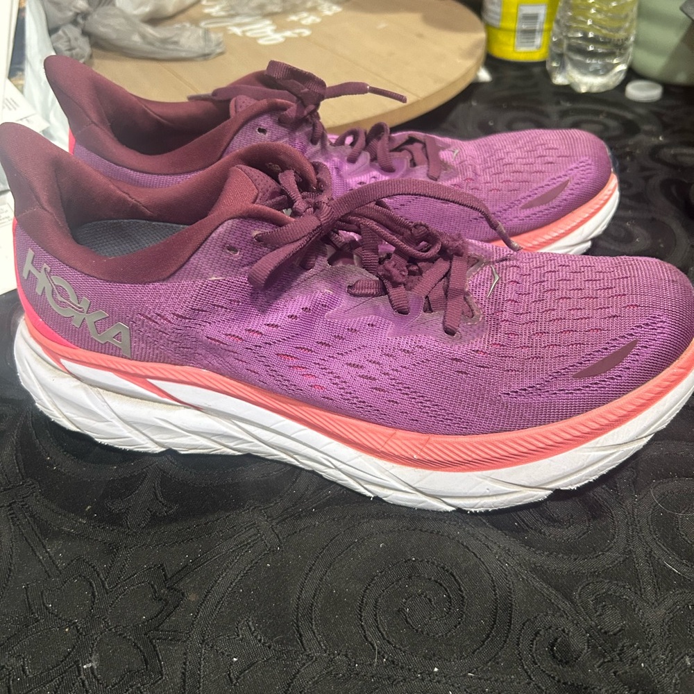 Hoka Women's Purple and Coral Athletic Running Shoes